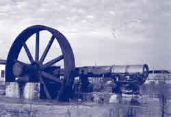 Old black and white photo of the Basket Company Drive Wheel