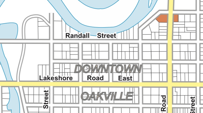 Map drawing of downtown oakville