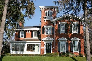 Large red brick house color photo