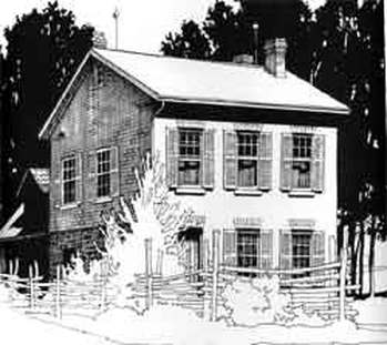 Black and white drawing of The Tollkeeper's House - Illustration by David Peacock