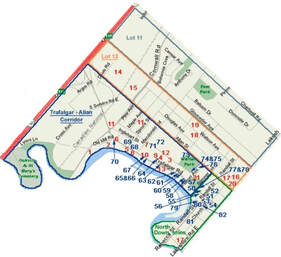 Image of map of the Trafalgar Allan Corridor