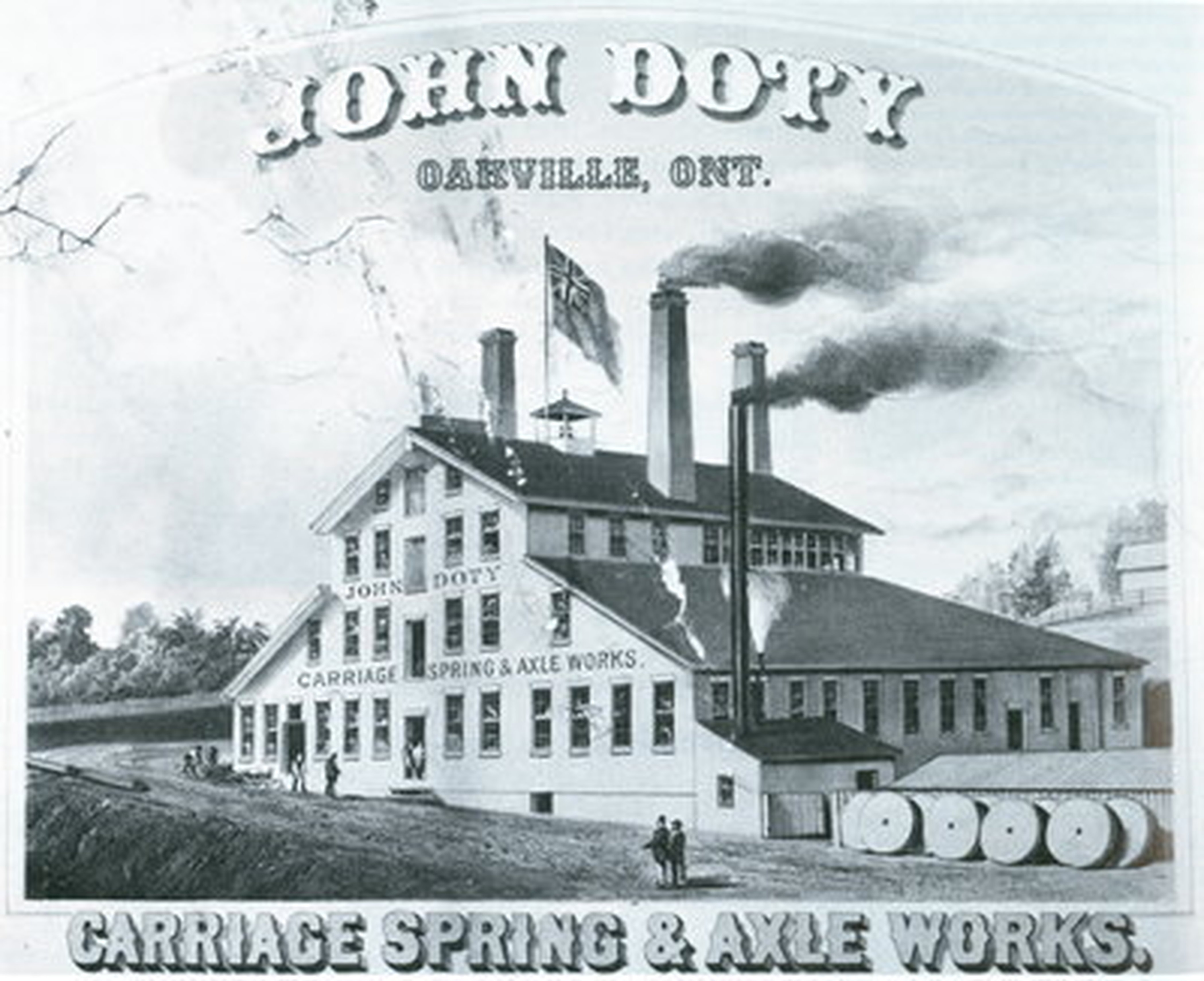 Drawing of The Doty foundry text reads carriage spring and axel works