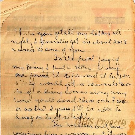 Munro Letters- 1915 Aug 16- from Gordon Munro to Jessie Munro