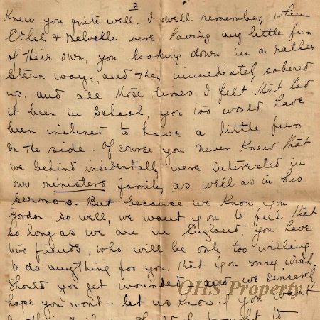 Munro Letters- 1915 Aug 26- from B. Fisher to Gordon Munro