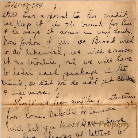 Munro Letters- 1915 Aug 26- from B. Fisher to Gordon Munro