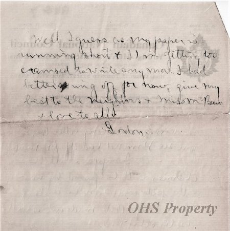 Munro Letters- 1915 Aug 7- from Gordon Munro to Jessie Munro
