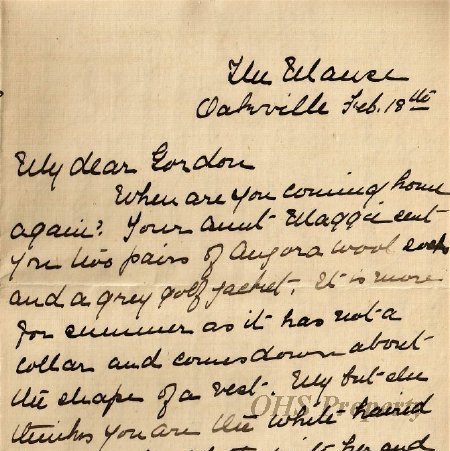 Munro Letters- 1915 Feb 18- from Jessie Munro (Mother) to Gordon Munro