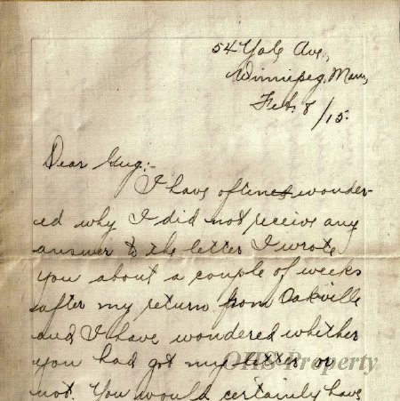 Munro Letters- 1915 Feb 8- from Isabel Cross to Gordon Munro