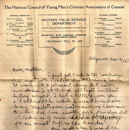 Munro Letters- 1915 Nov 9- from Gordon Munro to Jessie Munro