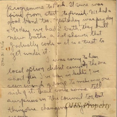 Munro Letters- 1916 Jan 21- from Gordon Munro to James E. Munro