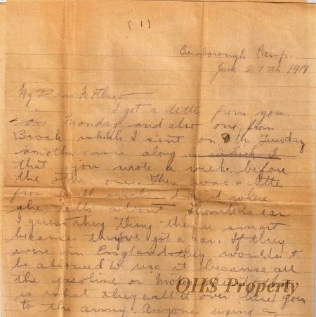 Munro Letters- 1917 June 27- from Melville Munro to Jessie Munro