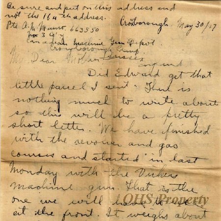 Munro Letters- 1917 May 30- Melville Munro to Jessie Munro