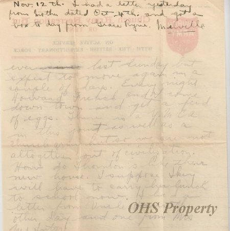 Munro Letters- 1917 Nov 9- Arthur Melville Munro to Margaret Munro