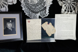 exhibit with letters and lace