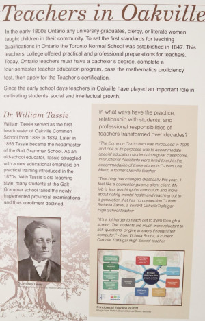 Poster displaying information about teachers in Oakville