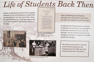 Poster displaying information about the life of students in early Oakville